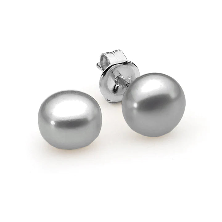 Ikecho Luna de Studs Button Freshwater Pearl 9-9.5mm