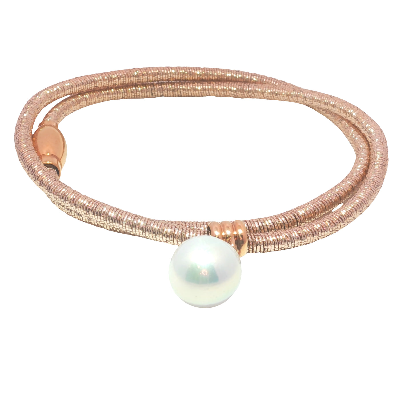 Freshwater Pearl on Rose Gold Plated Japanese Silky Wire Necklace