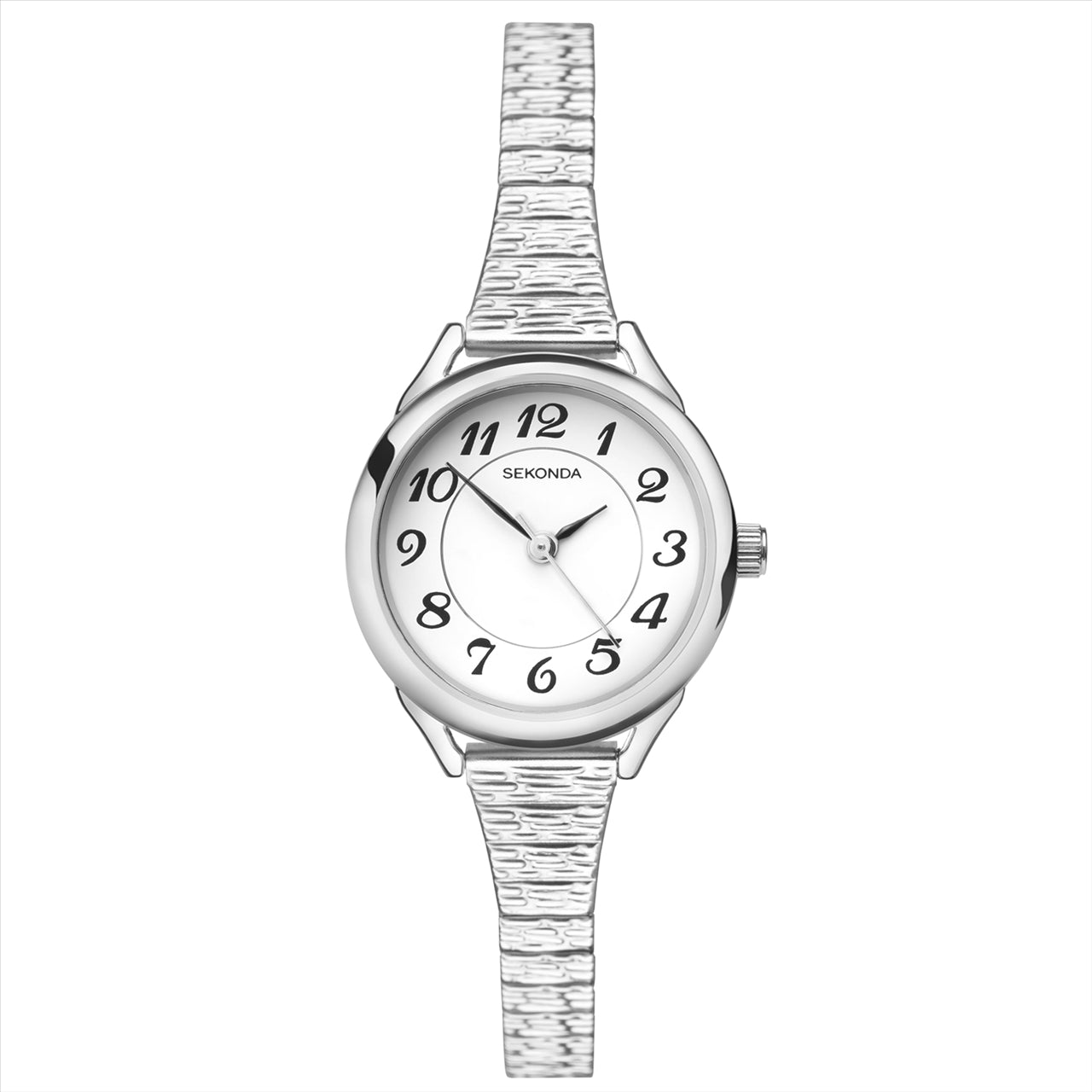 Watch Silver Face/White Dial Stretch Strap