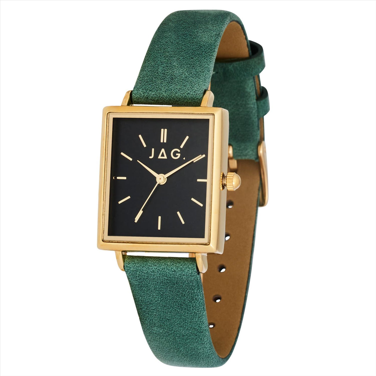 Jag Airlie Black Dial Gold Case 24X27mm Green Strap