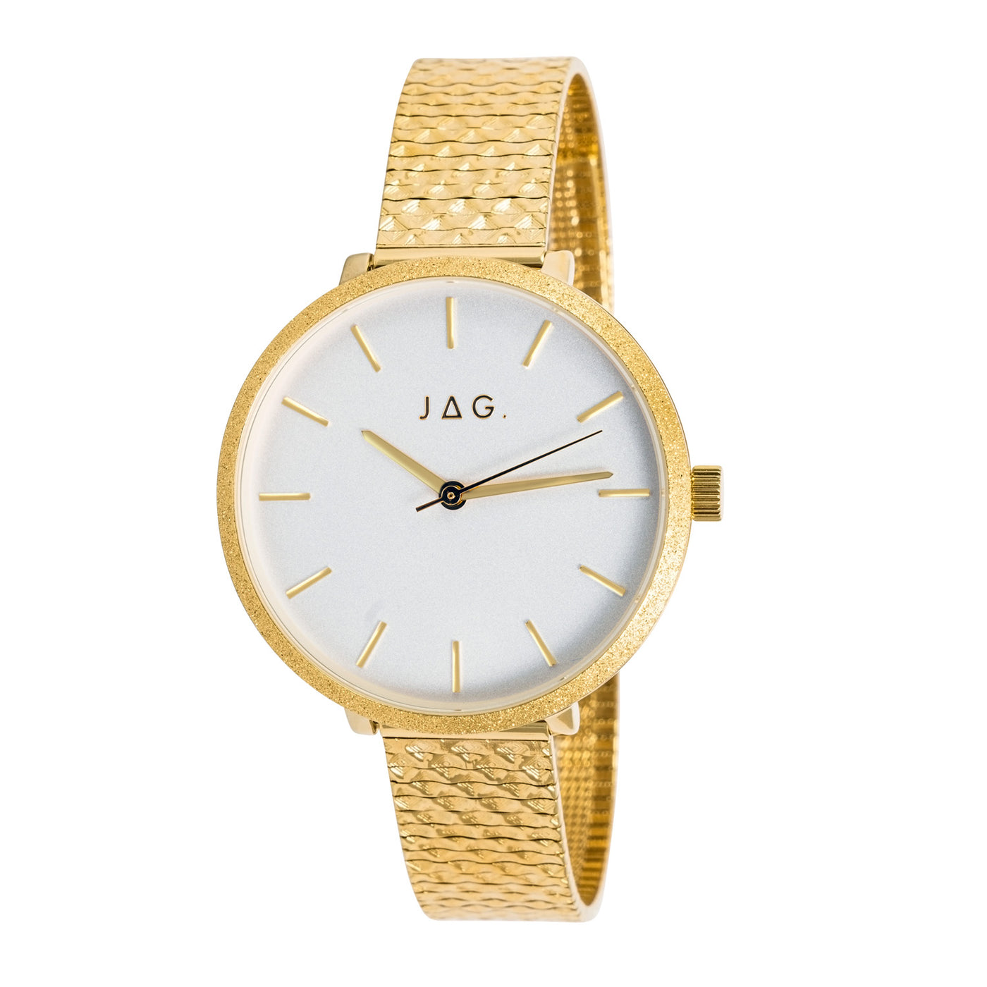 Jag Carmel White Dial Gold Case 38mm Gold Metal Strap