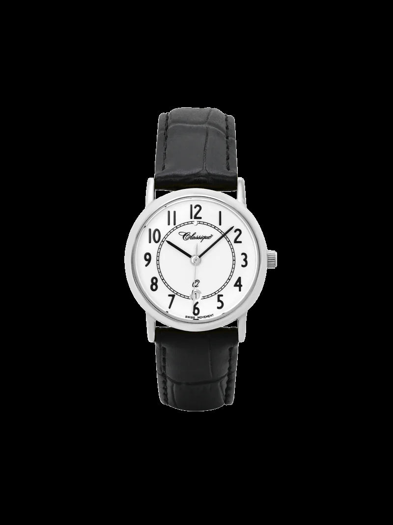 Skylar Swiss Quartz Black Leather Strap Watch