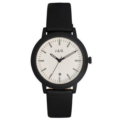 Jag Bronte White Dial Black Case 39.5mm Black Vegan Strap