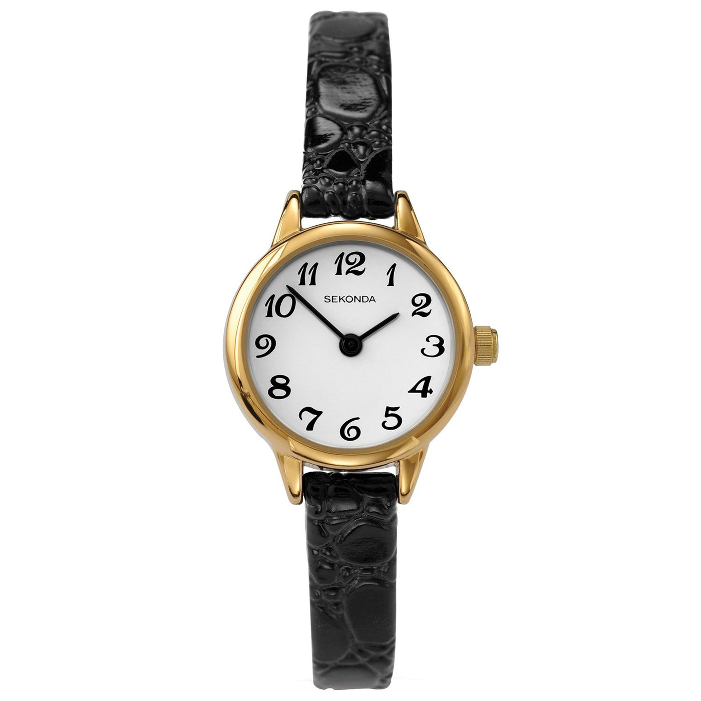 Watch White Dial/Gold Case Black Leather 26mm