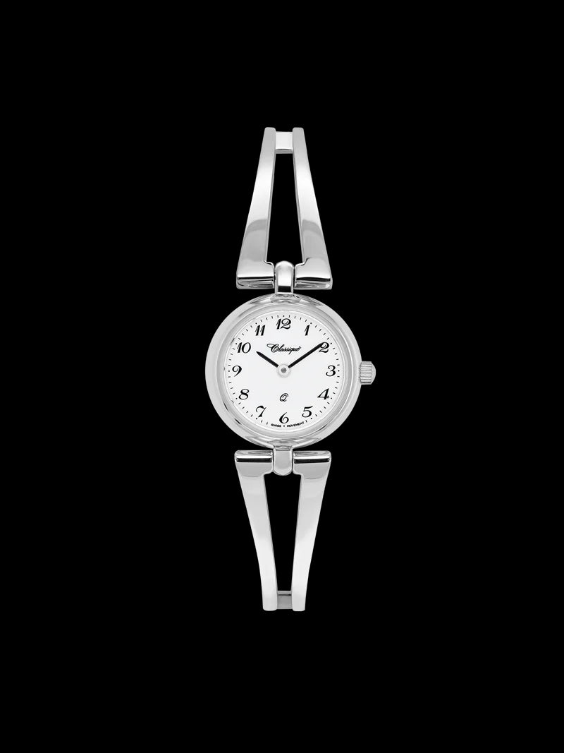 Alma Swiss Quartz Silver Half Bangle Bracelet Watch