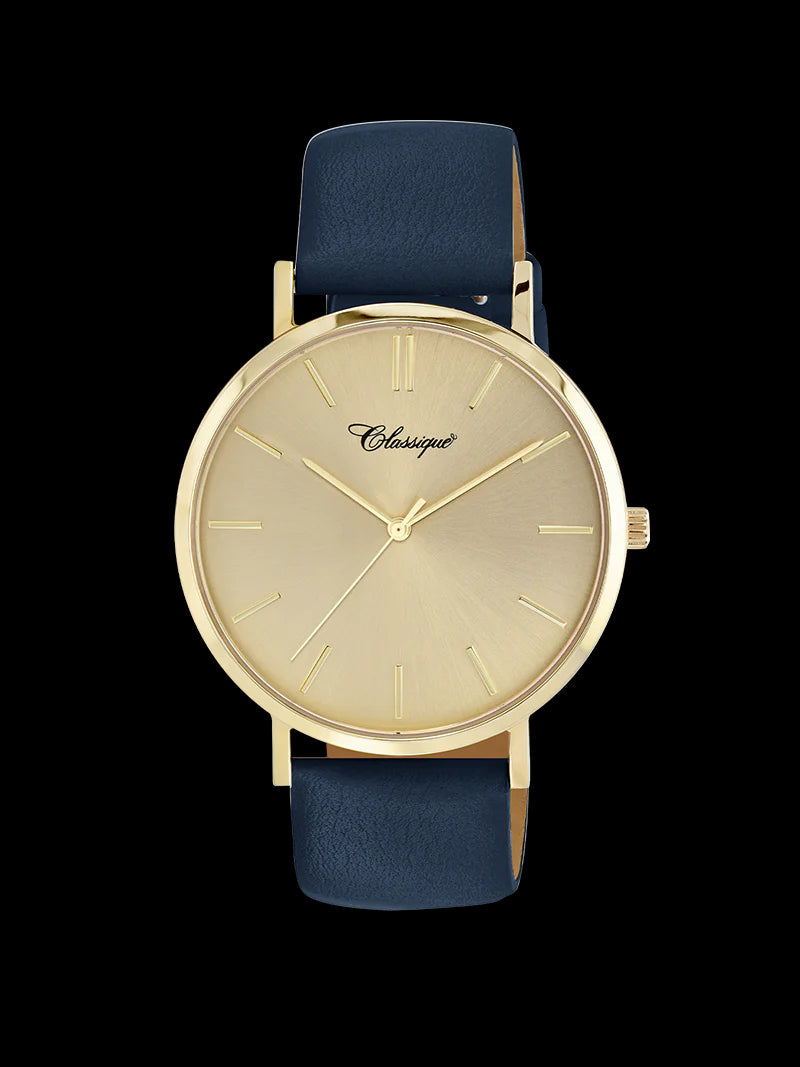 Harper Swiss Quartz Navy Leather Strap Watch