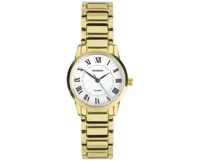 Sekonda Beaumont Watch Gold Face/White Dial Gold Bracelet 28mm