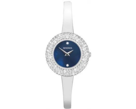 Radiance Watch Blue Dial/Silver & Crystal Pave Case 30mm