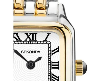 Monica Watch Wht Dial/Gld/Sil Case Bracelet