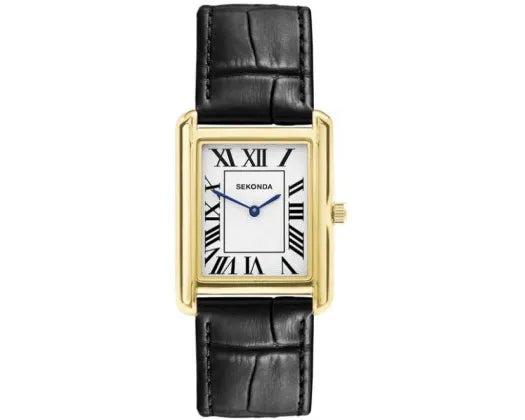 Watch White Dial/Gold Face Leather Strap