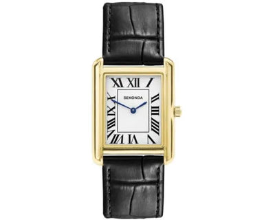 Watch White Dial/Gold Face Leather Strap