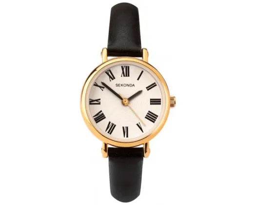 Watch White Dial/Gold Face Leather Strap