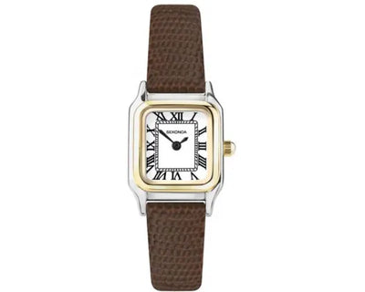 Watch White Dial/Two-tone Face Leather Strap