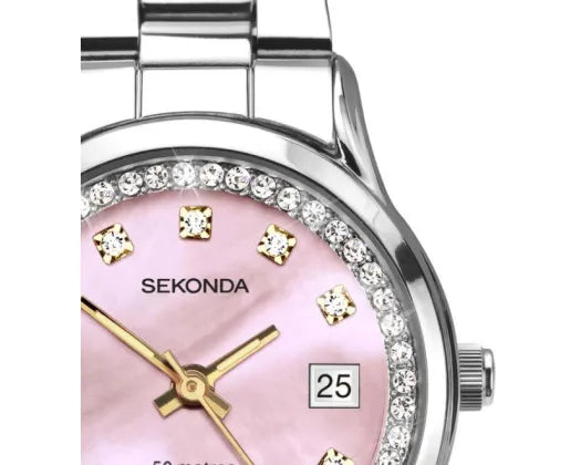 Watch Pink Dial/Silver Face Bracelet Strap