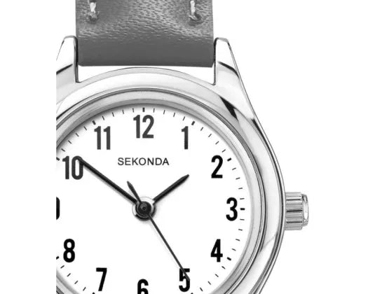 Watch White Dial/Silver Face Leather Strap