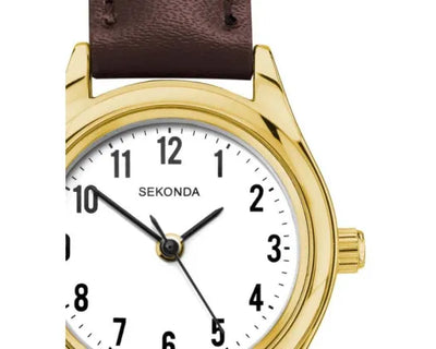 Watch White Dial/Gold Face Leather Strap