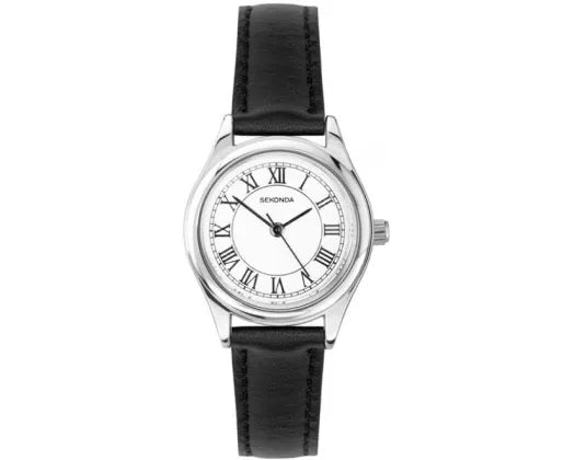 Watch White Dial/Silver Face Leather Strap