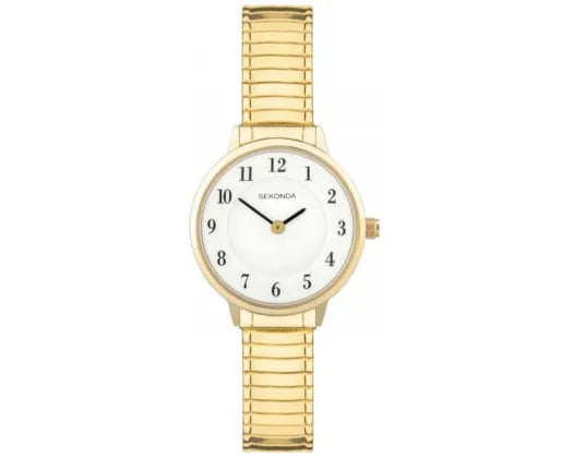Watch White Dial Gold Stretch Band 39mm