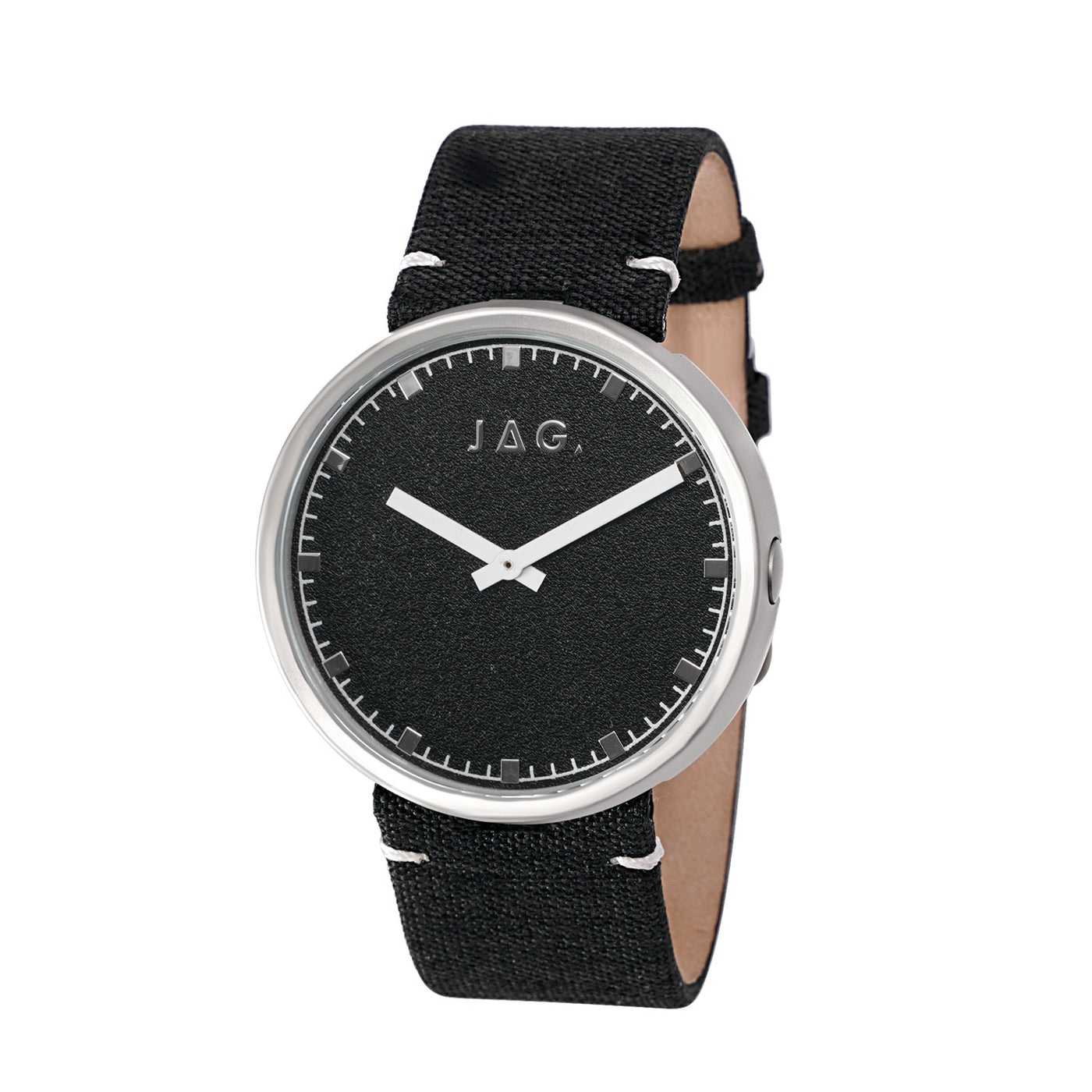 Jag Cronulla Black Dial Silver Case 42mm Black Strap