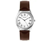 Evans Watch White Dial/Silver Case Brown Leather 38mm