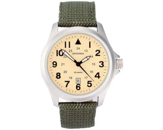 Watch Silver Face/Beige Dial Nato Strap