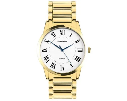 Watch White Dial Gold Bracelet Strap