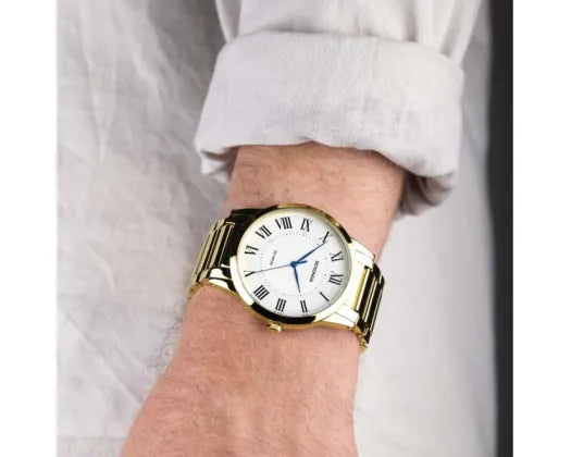 Watch White Dial Gold Bracelet Strap