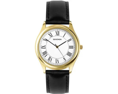 Watch White Dial/Gold Face Leather Strap