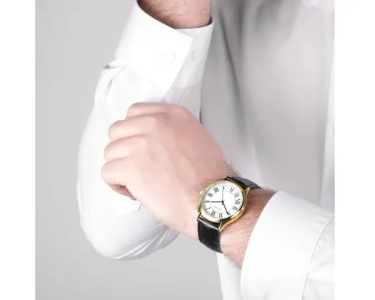 Watch White Dial/Gold Face Leather Strap