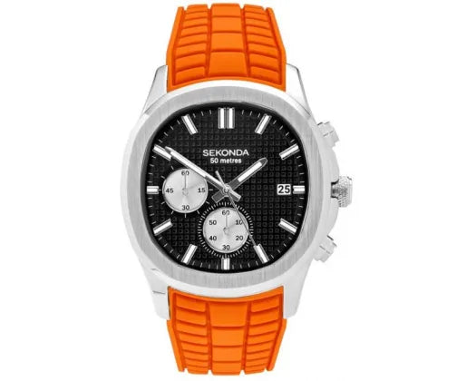 Watch Black Dial/Silver Face Rubber Strap