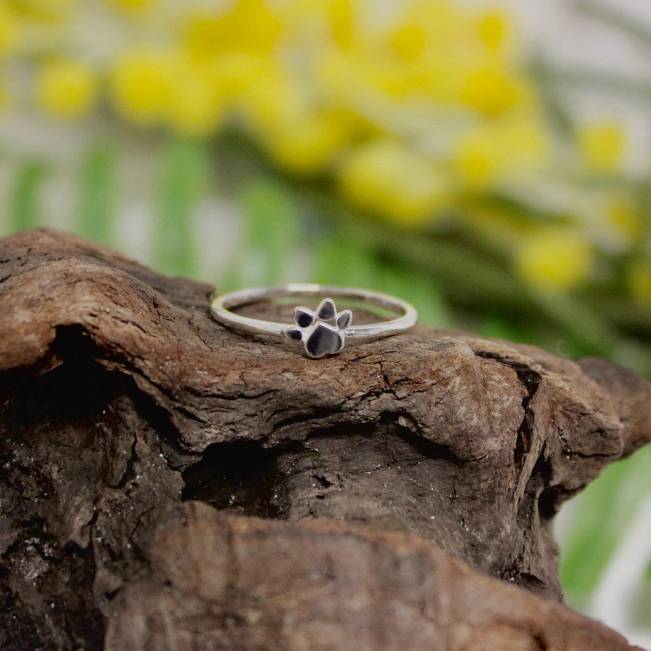 925 Paw Print 'Best Friends' Ring