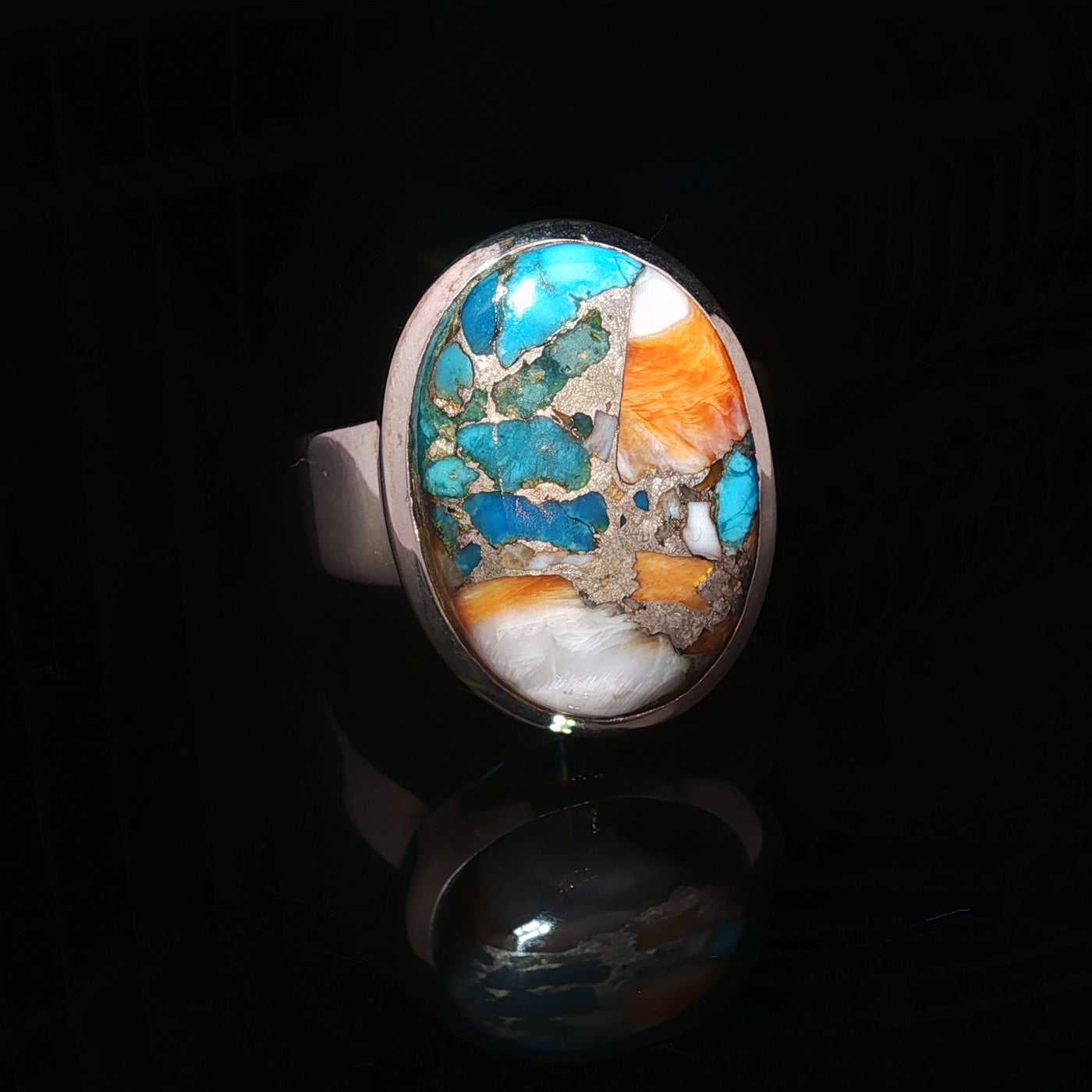 Spiny Oyster Copper Turquoise Ring