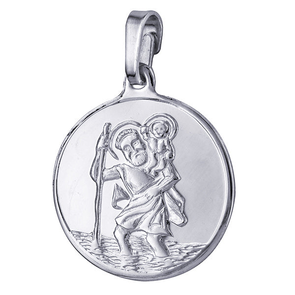Sterling Silver 18mm Round Saint Christoper Pendant