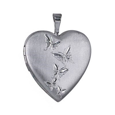 Sterling Silver 20mm Butterfly Journey Heart Locket
