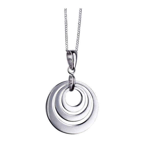 Sterling Silver Plain Triple Disc Pendant With 40cm Chain