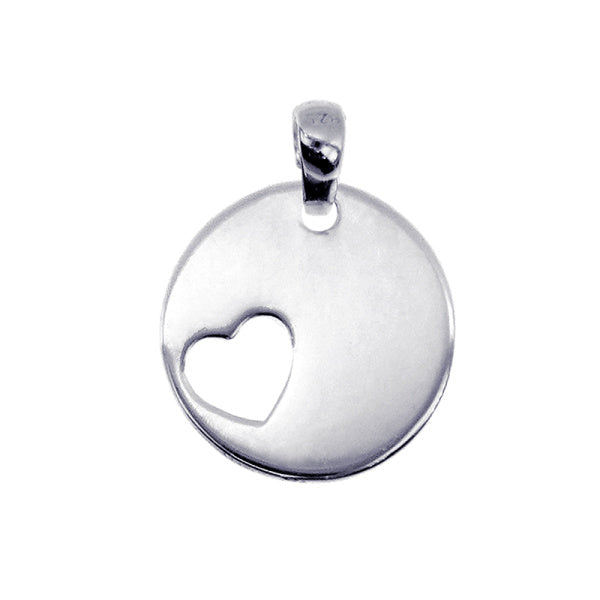 Sterling Silver 14mm Round Disc With Heart Cut Out