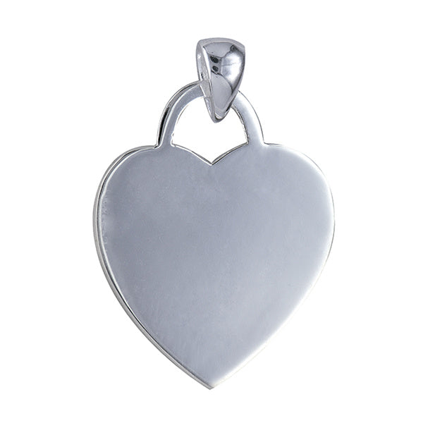 Sterling Silver 19 x24mm Heart Engraving Disc