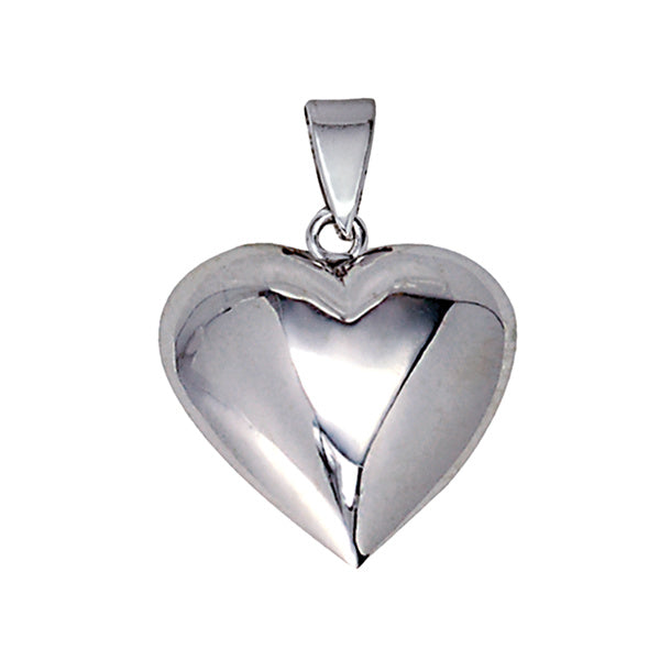 Silver Medium Hollow Puff 18mm Heart Pendant
