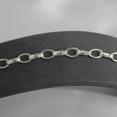 Sterling Silver Medium Flat Oval Belcher Bracelet