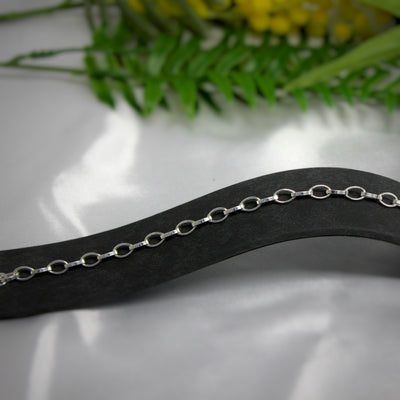 Sterling Silver Medium Flat Oval Belcher Bracelet