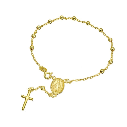 Silver Essentials Sterling Silver Gold Plated Rosary Bracelet