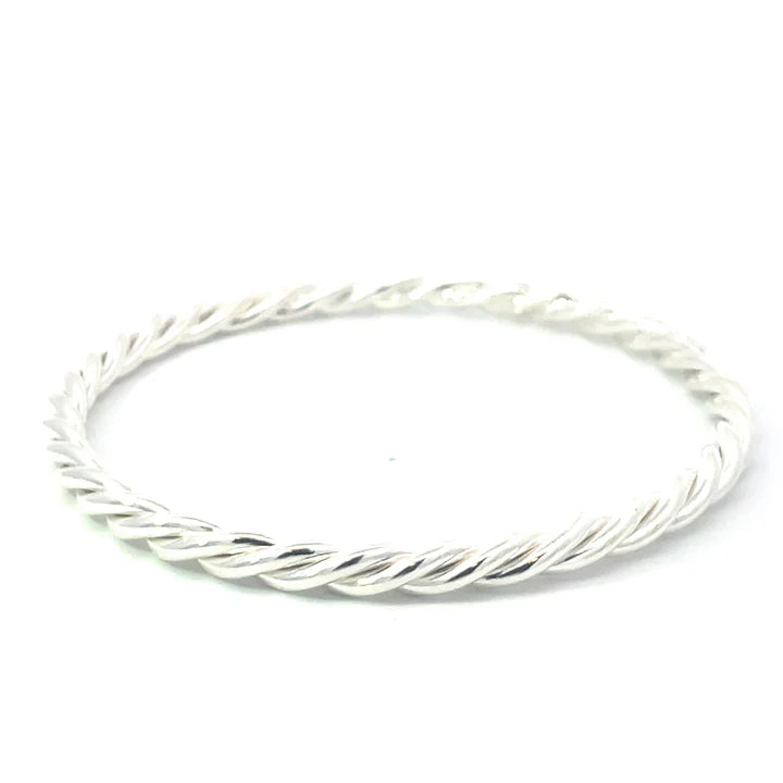 Sterling Silver 4.5mm Twist Bangle 67mm