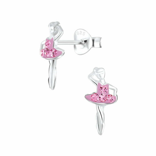Sterling Silver Ballerina Stud Earrings