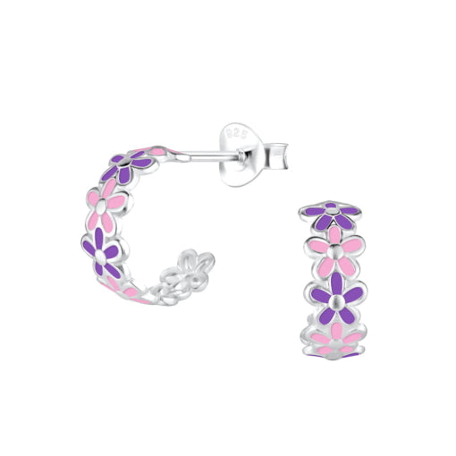 Tiny Treasures Sterling Silver Children’s Flower Hoop Studs