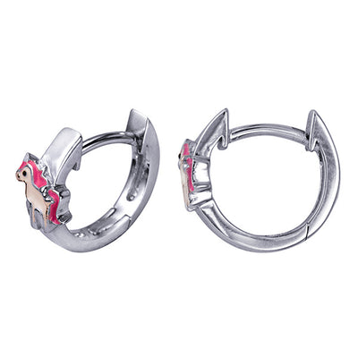 Sterling Silver Huggies With Enamel Unicorn