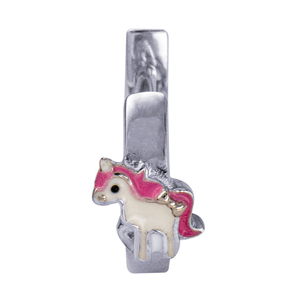 Sterling Silver Huggies With Enamel Unicorn