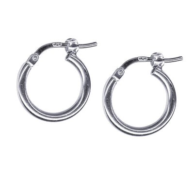 Sterling Silver Italian Made Plain 10mm Hoop Earrings