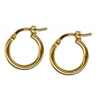 Sterling Silver Italian Made Plain 10mm Hoop Earrings