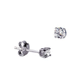 Sterling Silver 3mm 4 Claw Round CZ Earring Studs