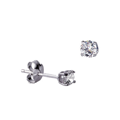 Sterling Silver 3mm 4 Claw Round CZ Earring Studs